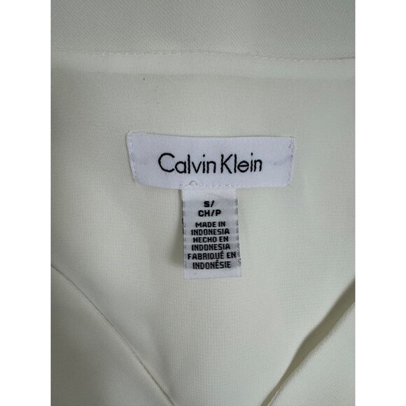 Size Small CALVIN KLEIN WHITE BELL SLEEVE LINED BLOUSE Top Shirt Spring Summer - Picture 5 of 7